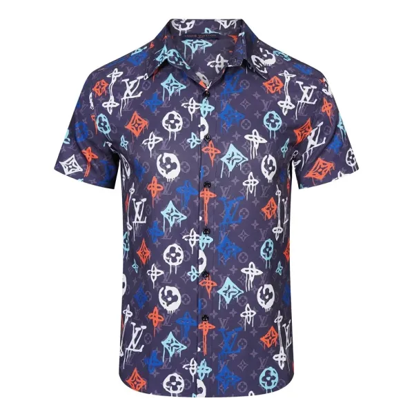 Design Short-Sleeve Button-Up Shirt with Abstract Graphic Pocket White - 27