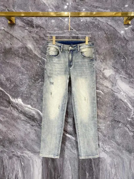 Louis Vuitton x Dior Collaboration Logo Print T-Shirt and Distressed Denim Jeans Set - 13