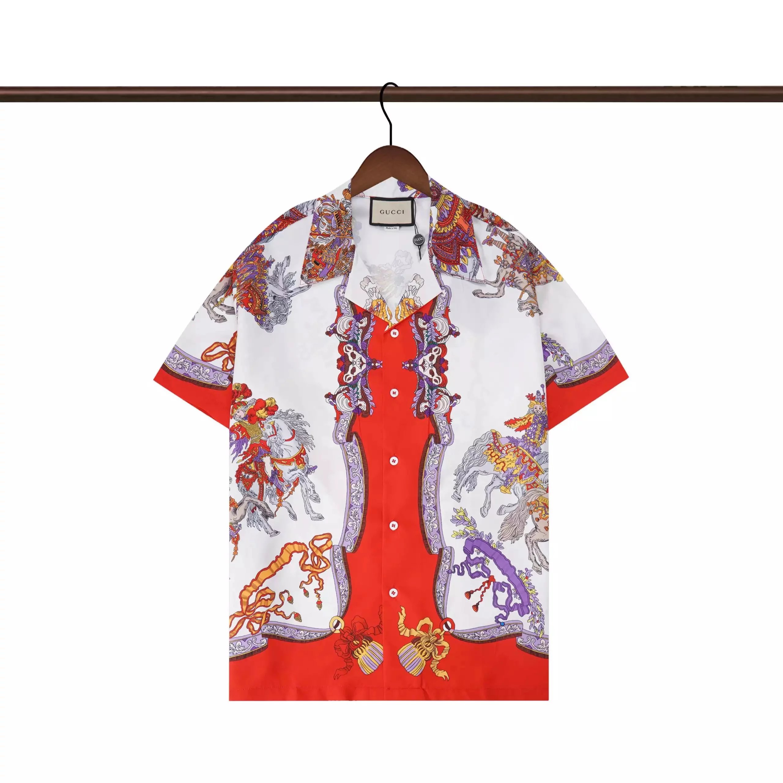 Gucci Tiger Print Silk Shirt and Shorts Set Light Blue Multicolor - 18