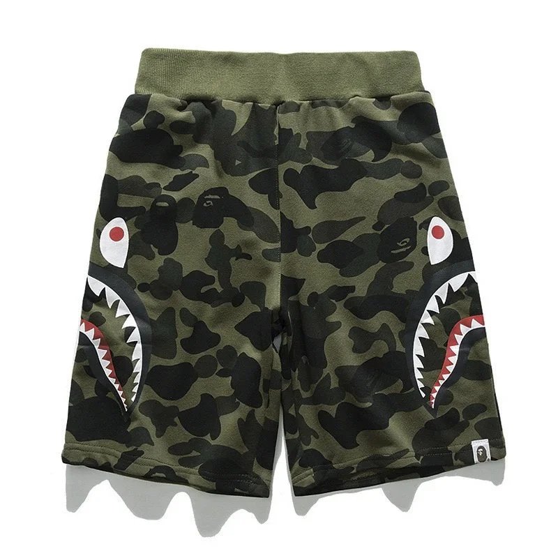 A Bathing Ape Shark Camo Shorts Army Green - 15
