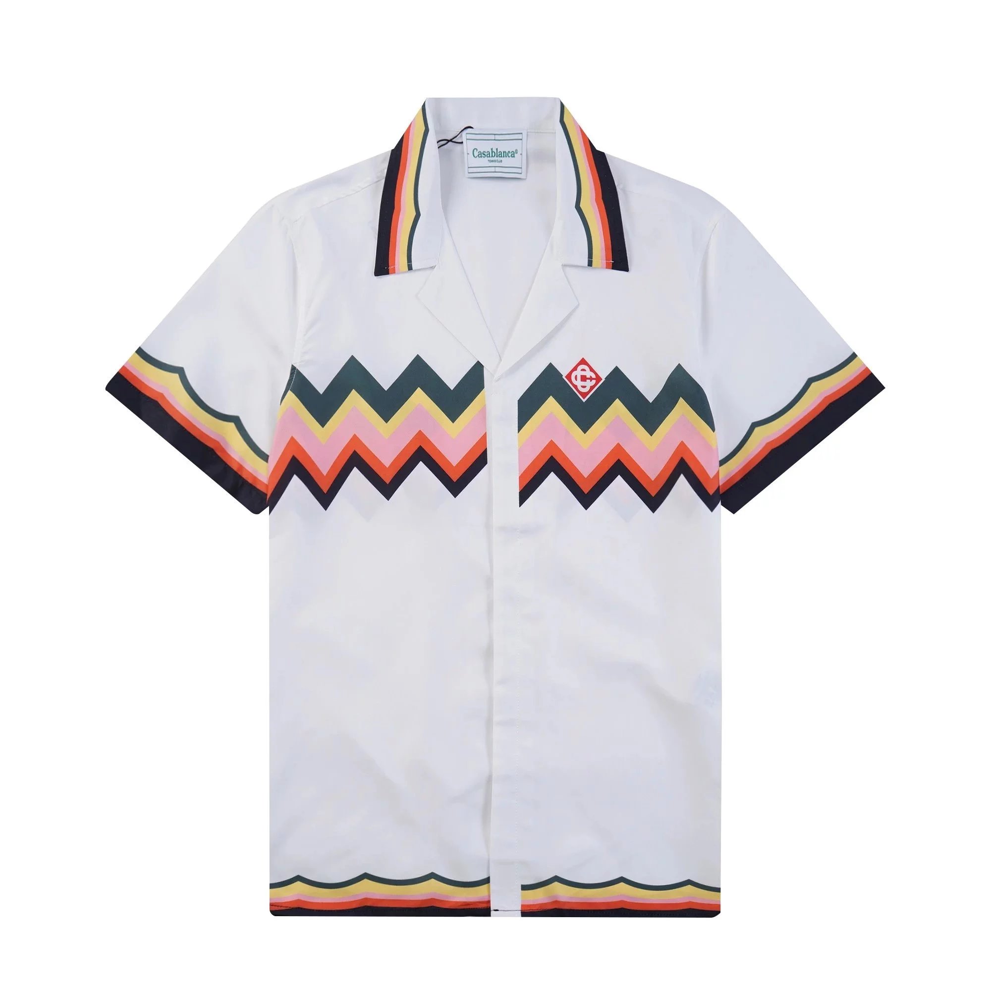 Design Grid Print Baseball Shorts White Pink Green - 25