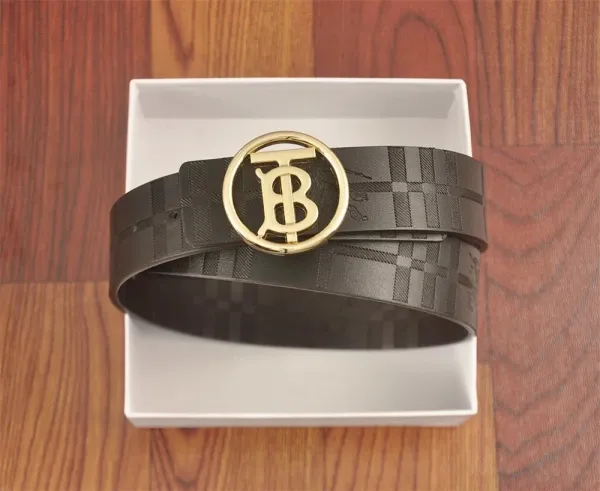 Burberry Monogram Check Belt White / Red Leather Belt - 19