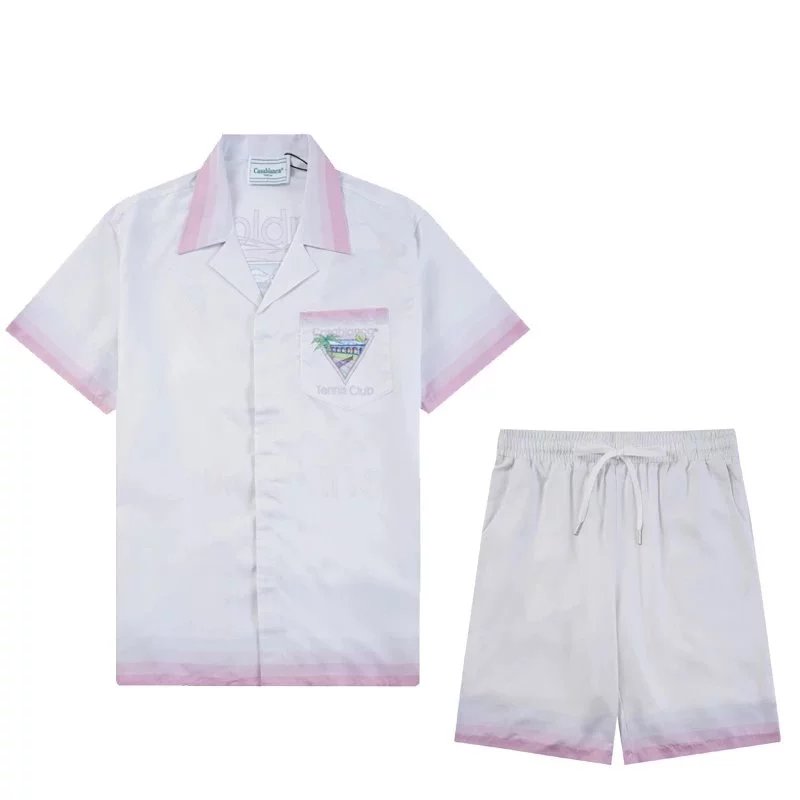 Design Grid Print Baseball Shorts White Pink Green - 27