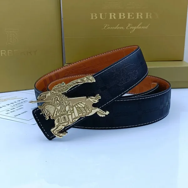 Burberry TB Monogram Check Leather Belt Tan - 8