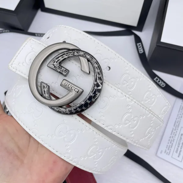 Gucci GG Marmont Belt Black Leather with Web Stripe Buckle - 6