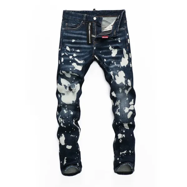 Dsquared2 Distressed Gray Paint-Splatter Slim Fit Jeans - 18