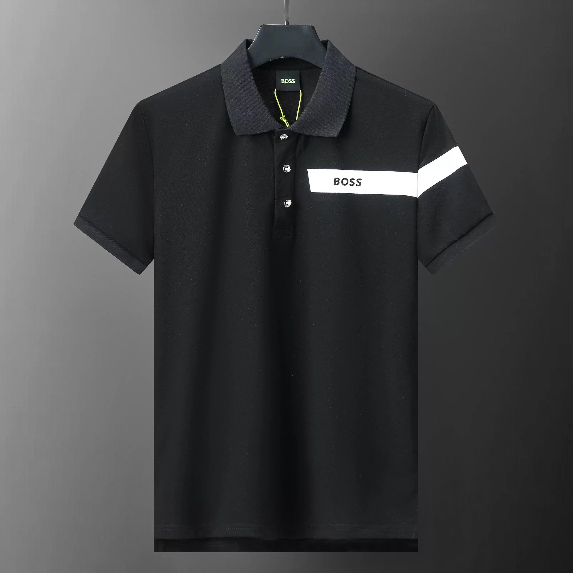 Hugo Boss Logo Polo Black with Yellow Trim Polo - 28
