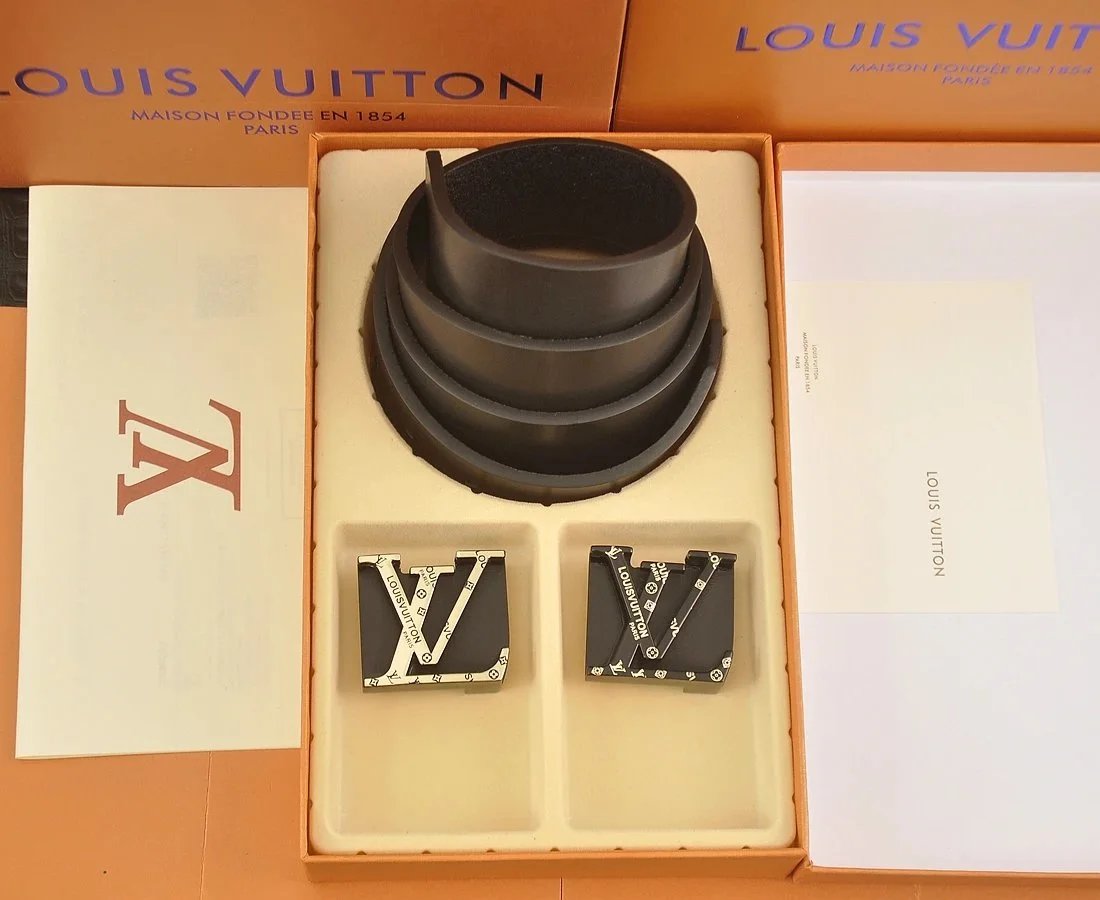 Louis Vuitton Black Belt Set with Buckles