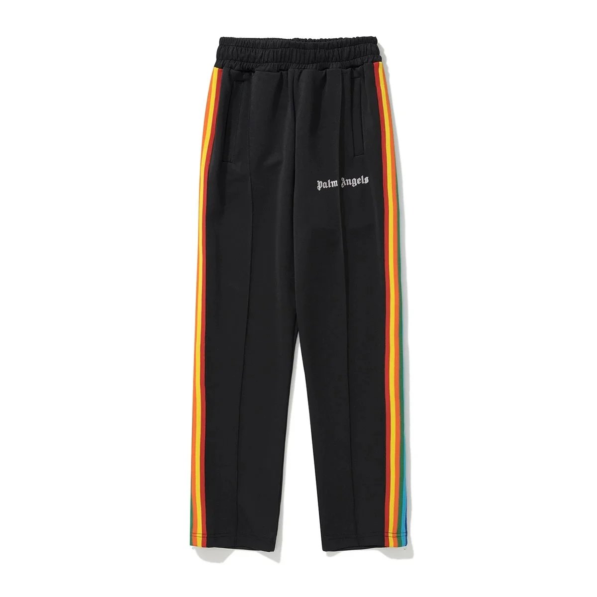 Palm Angels Track Pants Black with White Side Stripes and Gold Embroidery - 19