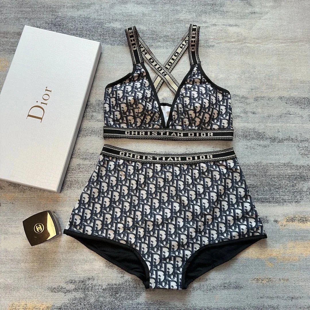 Dior Toile de Jouy Tiger Print Swimsuit Pink White - 39