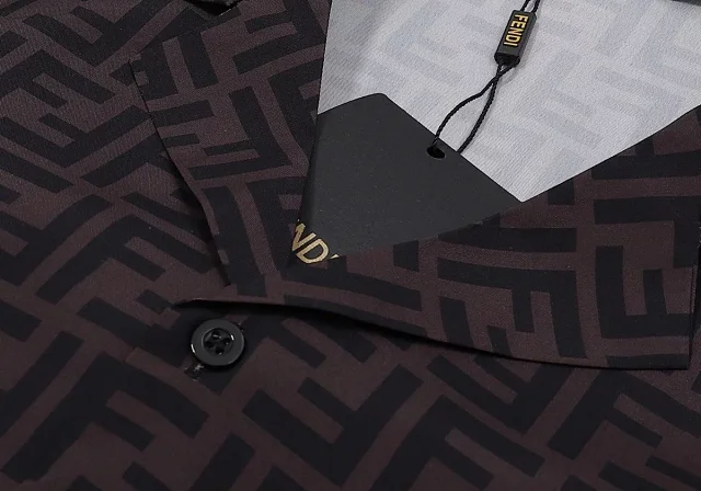 Fendi Shirts Short-Sleeve FF Monogram Camp-Collar Shirt product detail image 16