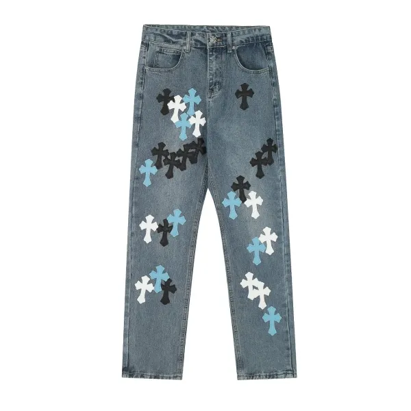 Saint Tears Cross Embroidered Black Jeans - 16