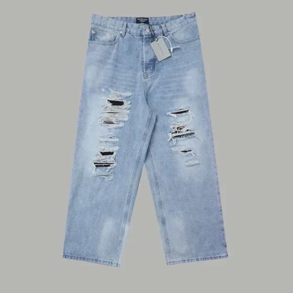 Balenciaga BB Logo Patchwork Jeans Dark Wash - 18