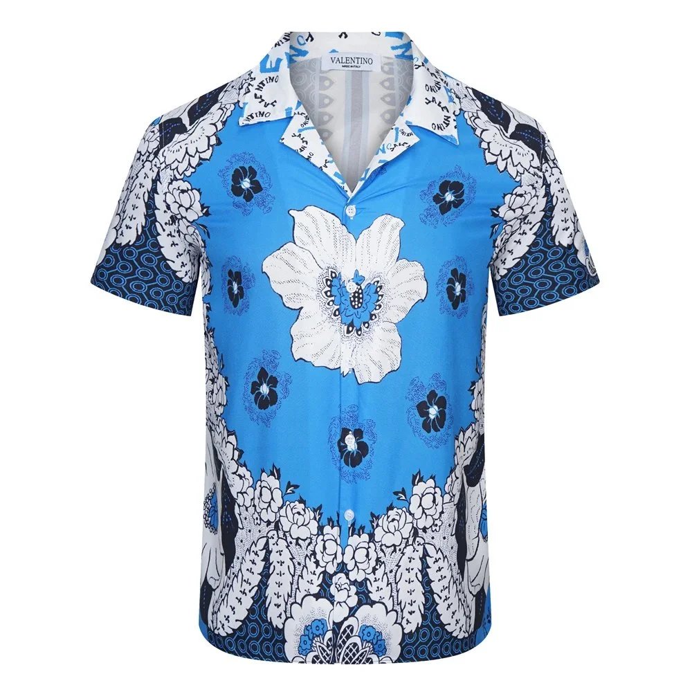 Valentino Camouflage Print Short-Sleeve Shirt Green - 18