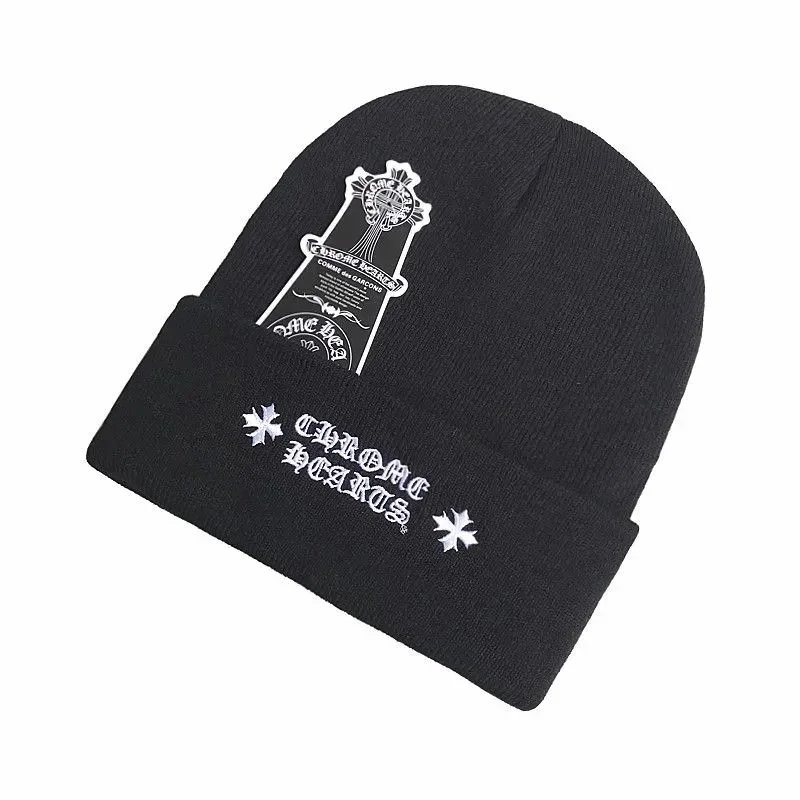 Chrome Hearts x Comme des Garçons Cross Embroidered Black Beanie - 17