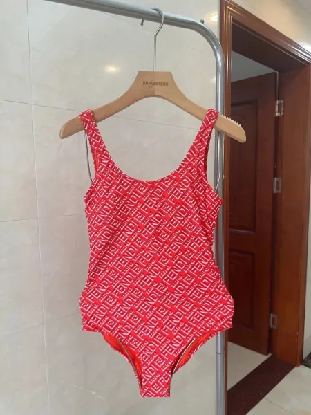 Fendi Logo-Print One-Piece Swimsuit Brown - 19