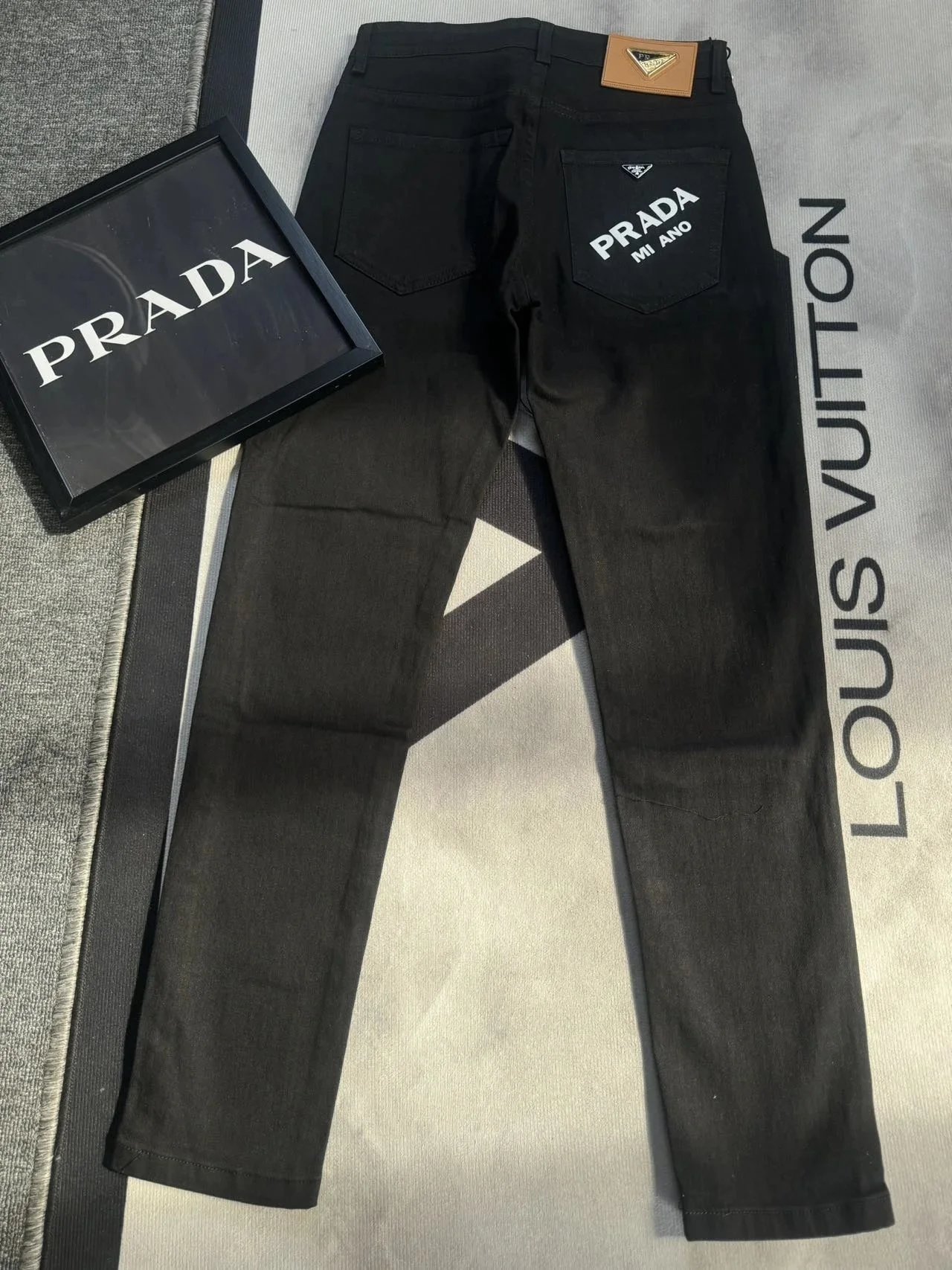 Prada Logo-Embroidered Black Jeans - 19