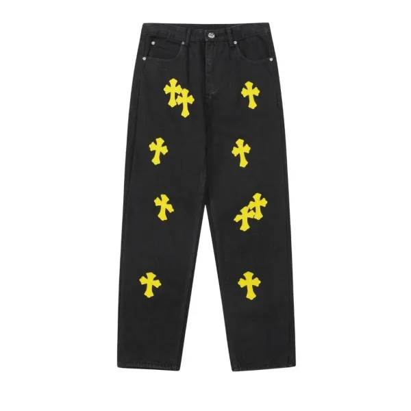 Saint Tears Cross Embroidered Black Jeans - 23