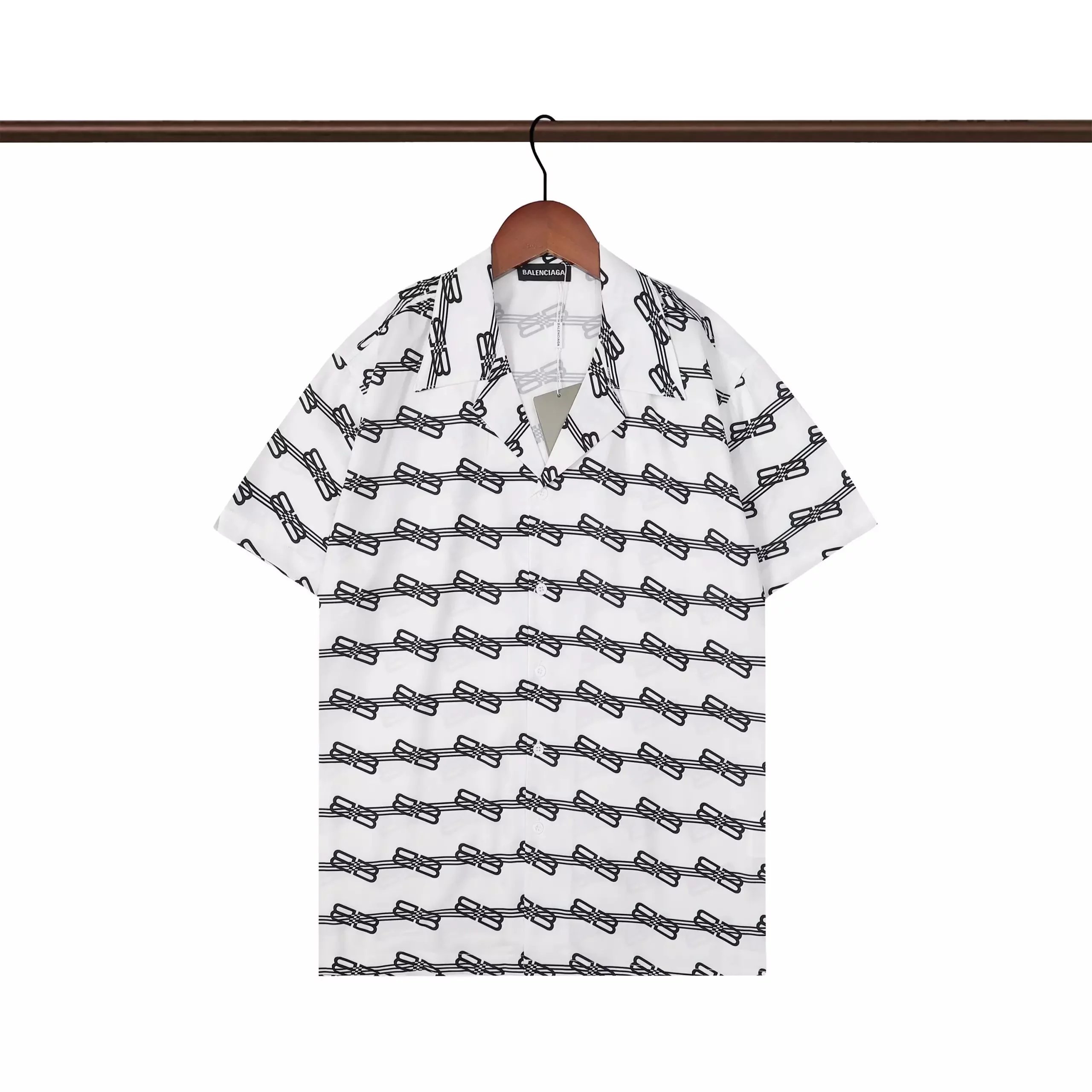 Balenciaga Paperclip Print Short-Sleeve Shirt and Shorts Set White - 11