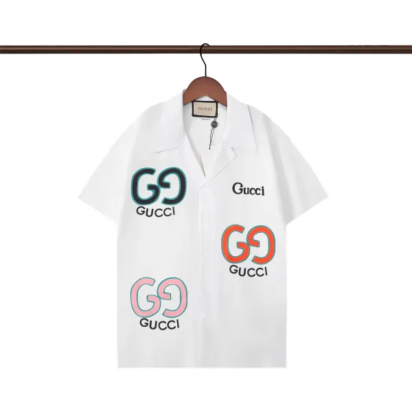Gucci GG Embroidered Shirt White with Red-Green Trim - 24