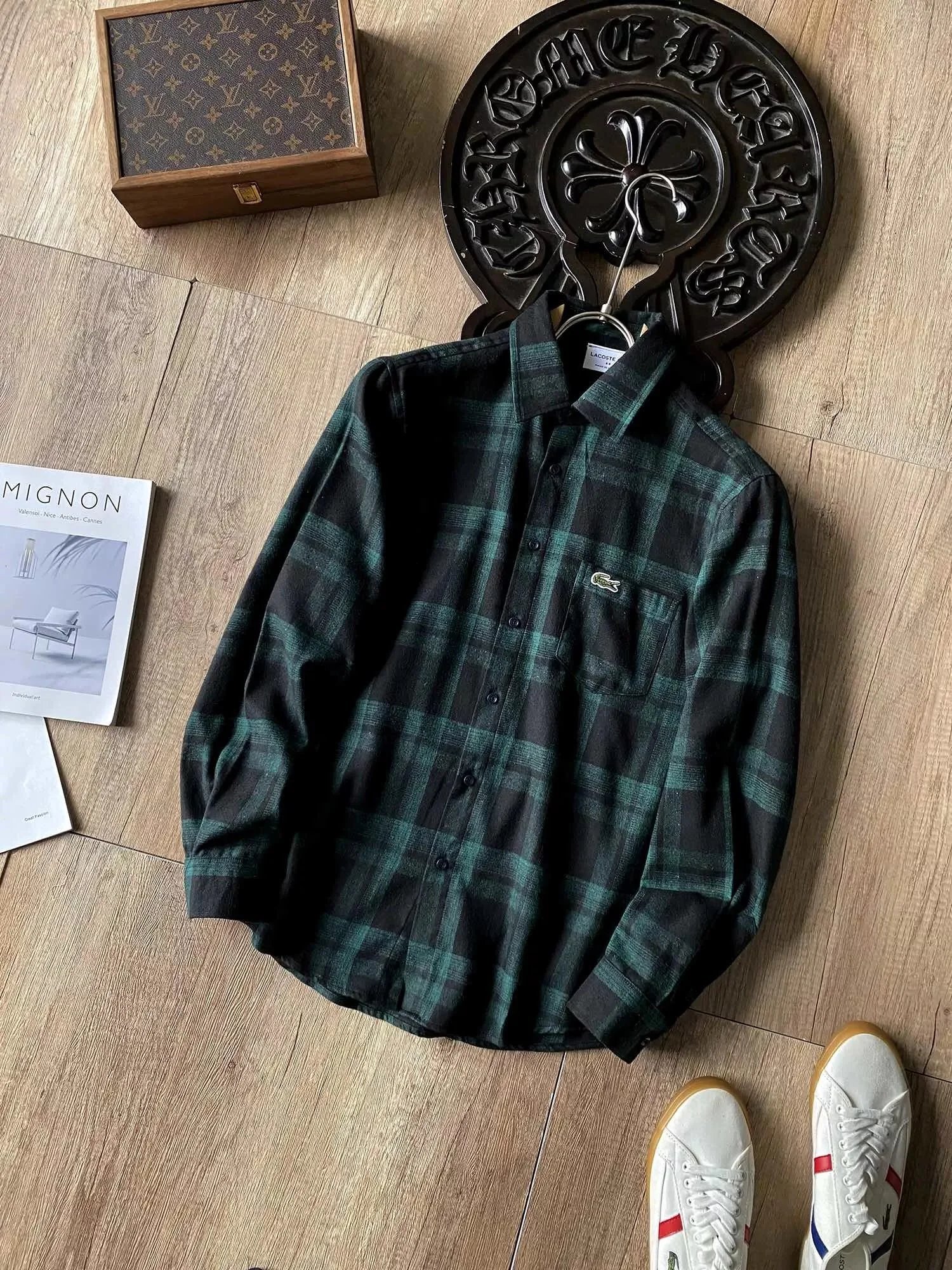 Lacoste Classic Plaid Shirt Navy Blue Shirt - 9