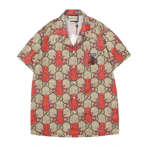 Gucci GG Embroidered Shirt White with Red-Green Trim - 39