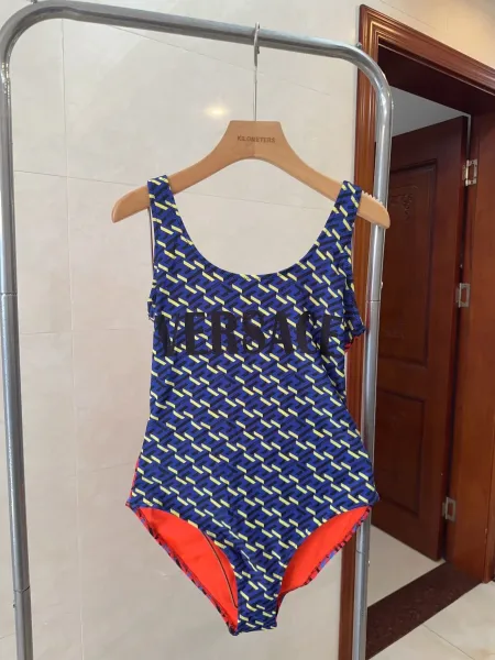 Versace Iconic Greca Pattern Blue Yellow Triangle Bikini Set - 26