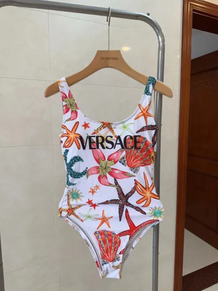 Versace Iconic Greca Pattern Blue Yellow Triangle Bikini Set - 32