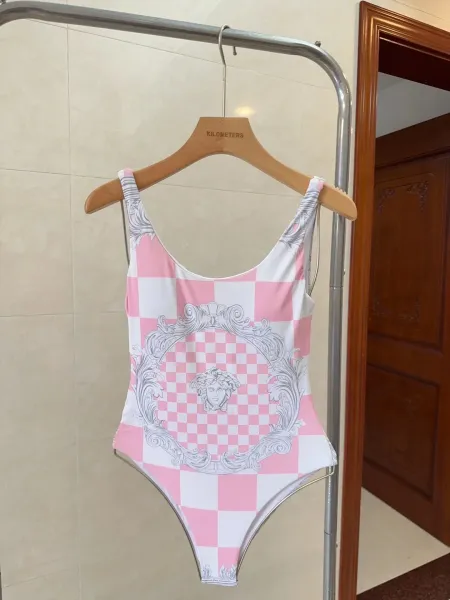 Versace Iconic Greca Pattern Blue Yellow Triangle Bikini Set - 36