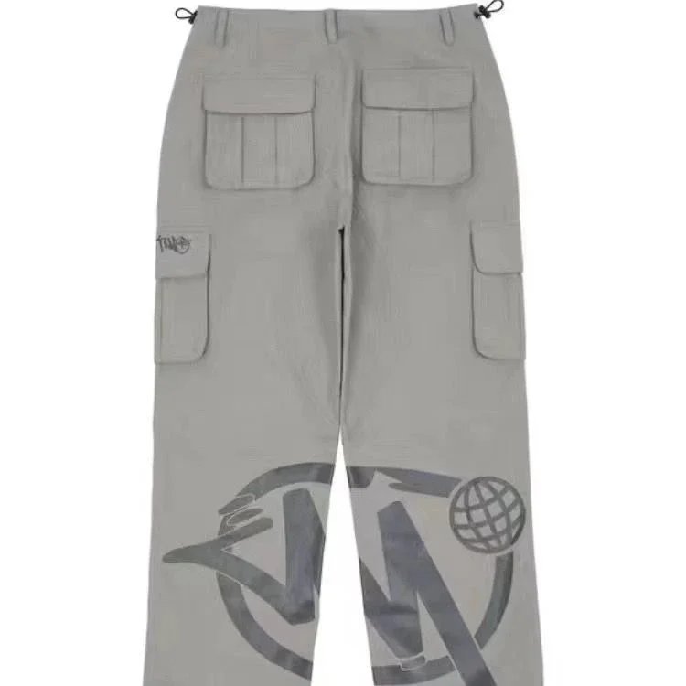Stussy Cargo Pants Burgundy with Global Logo Print - 17