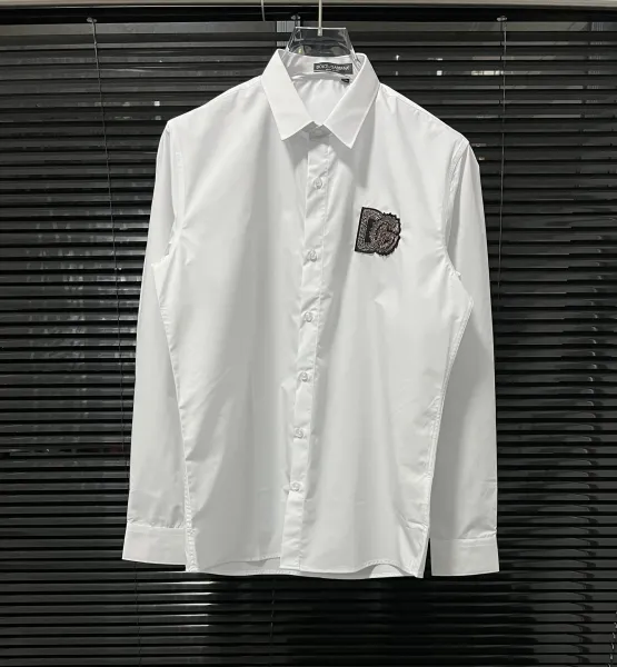 Dolce & Gabbana Embroidered Crest White Shirt - 19