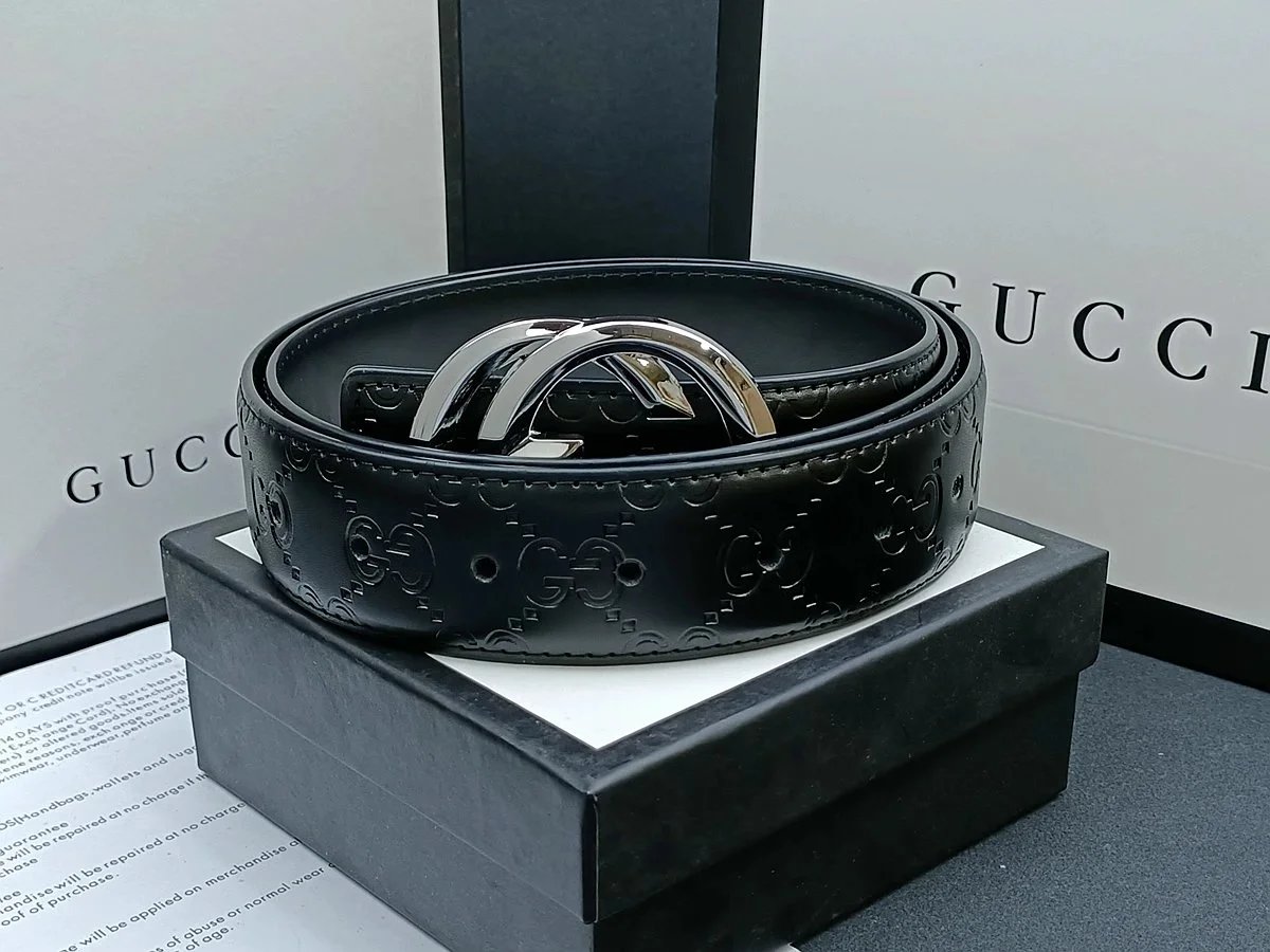 Gucci GG Marmont Belt Black Leather with Red Enamel Buckle - 4