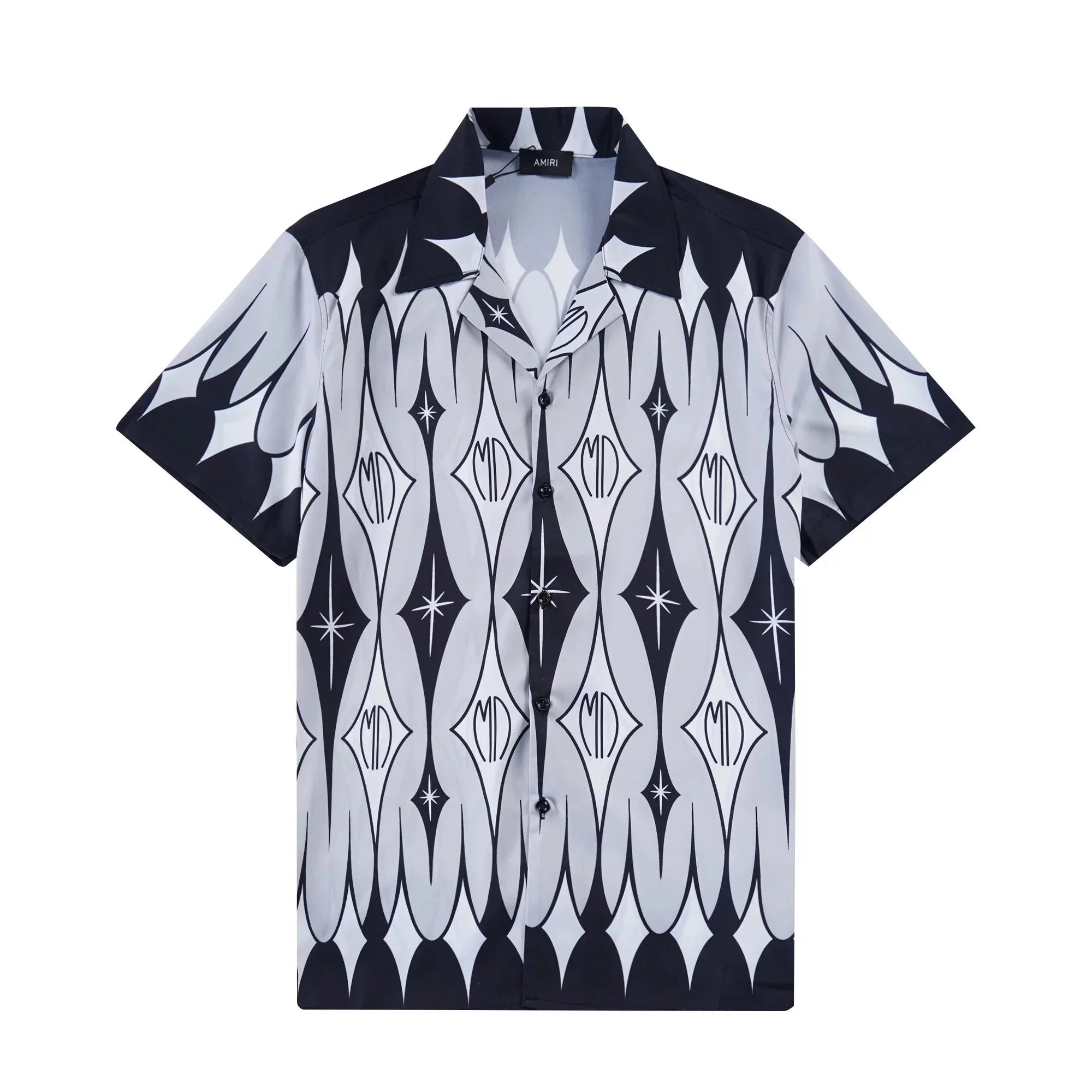 AMI Paris Tie-Dye Logo Print Shorts Navy and White - 29