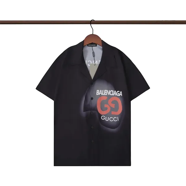 Balenciaga Logo Stripe Short-Sleeve Shirt Black and White - 27