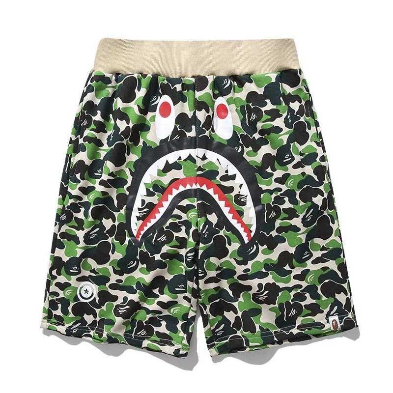 A Bathing Ape Shark Camo Shorts Army Green - 14
