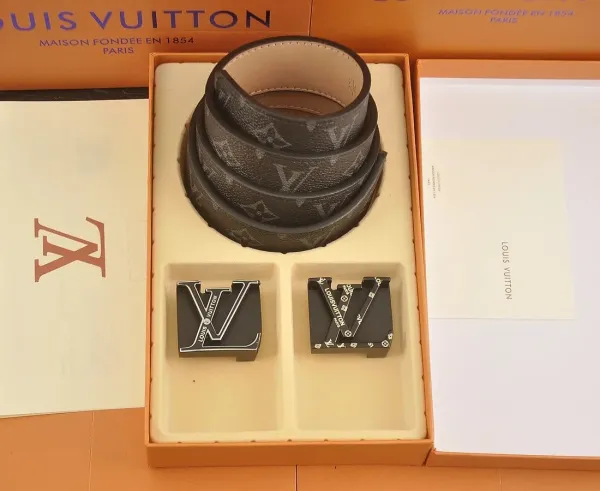 Louis Vuitton Reversible Monogram Belt with LV Twist Buckles Black / Brown Leather Belt - 1
