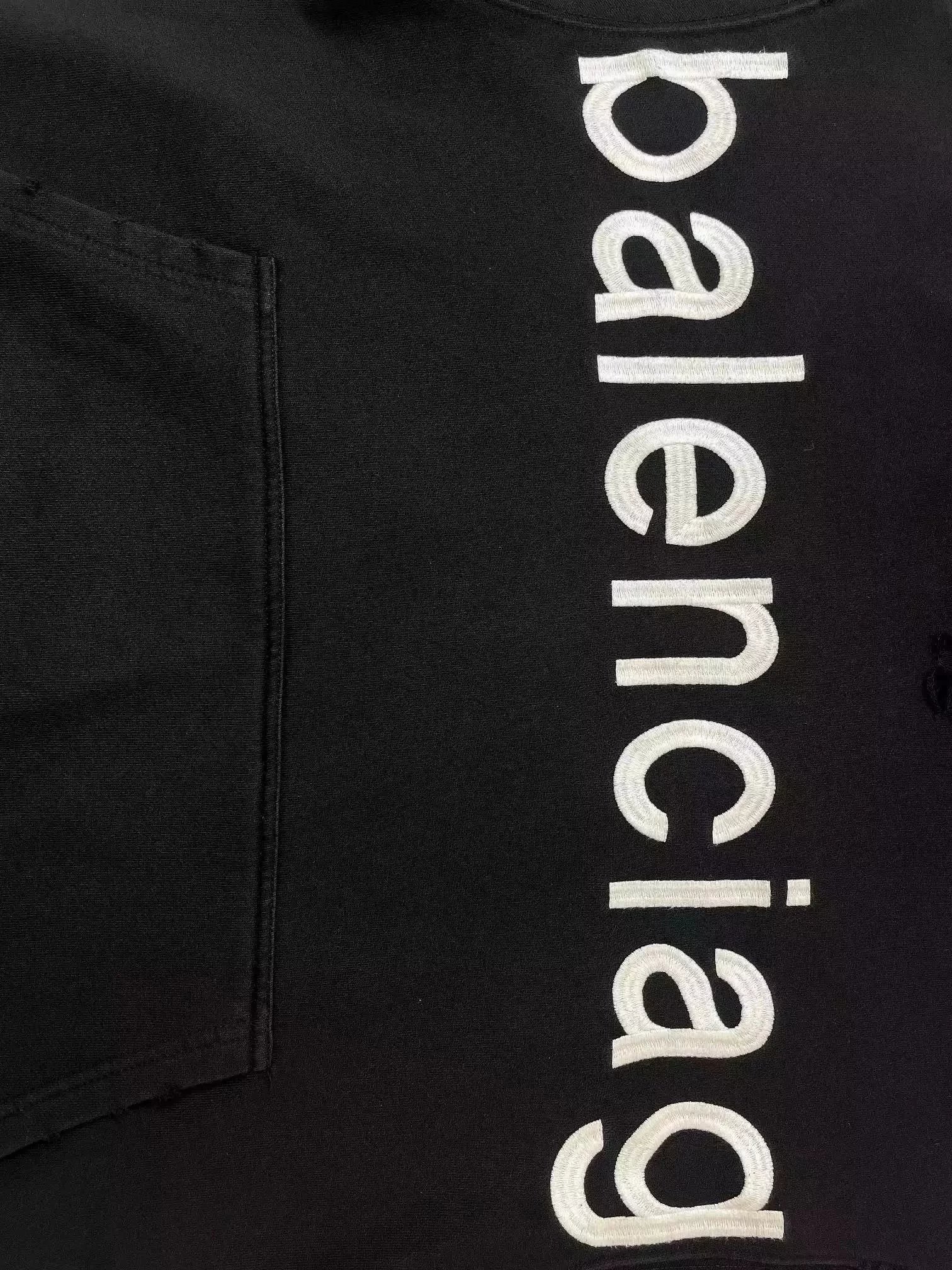 Balenciaga BB Logo Distressed White Hoodie - 12