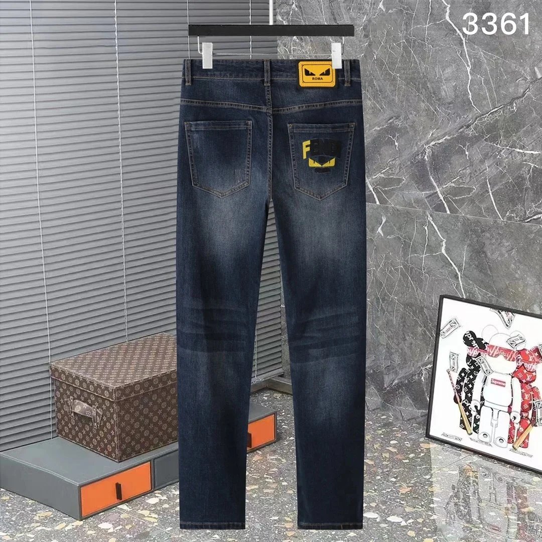 Fendi Embroidered Patch Denim Jeans Blue - 17