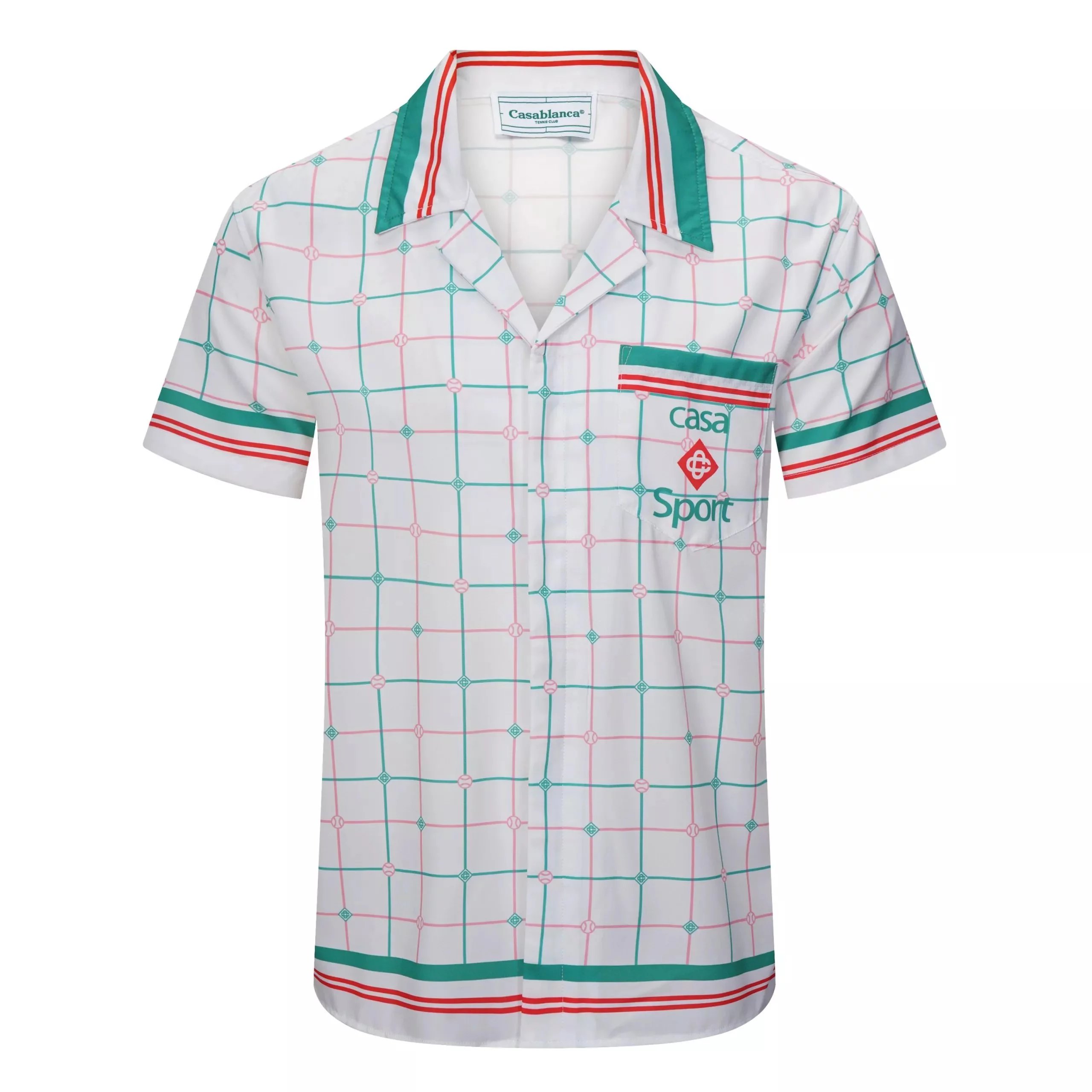 Design Grid Print Baseball Shorts White Pink Green - 40