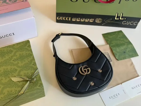Gucci GG Marmont Mini Shoulder Bag Beige Canvas with Brown Leather Trim - 30
