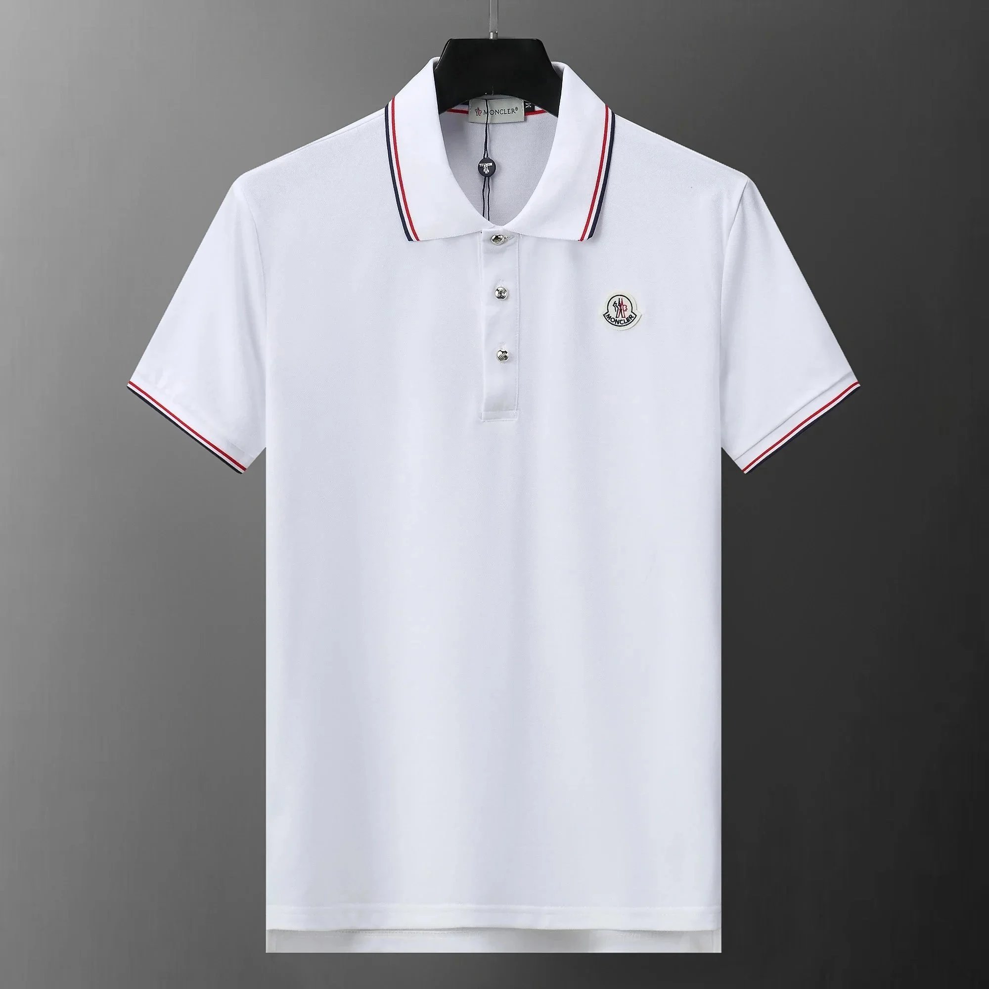 Moncler Polo Shirt Black with Tricolor Trim - 13