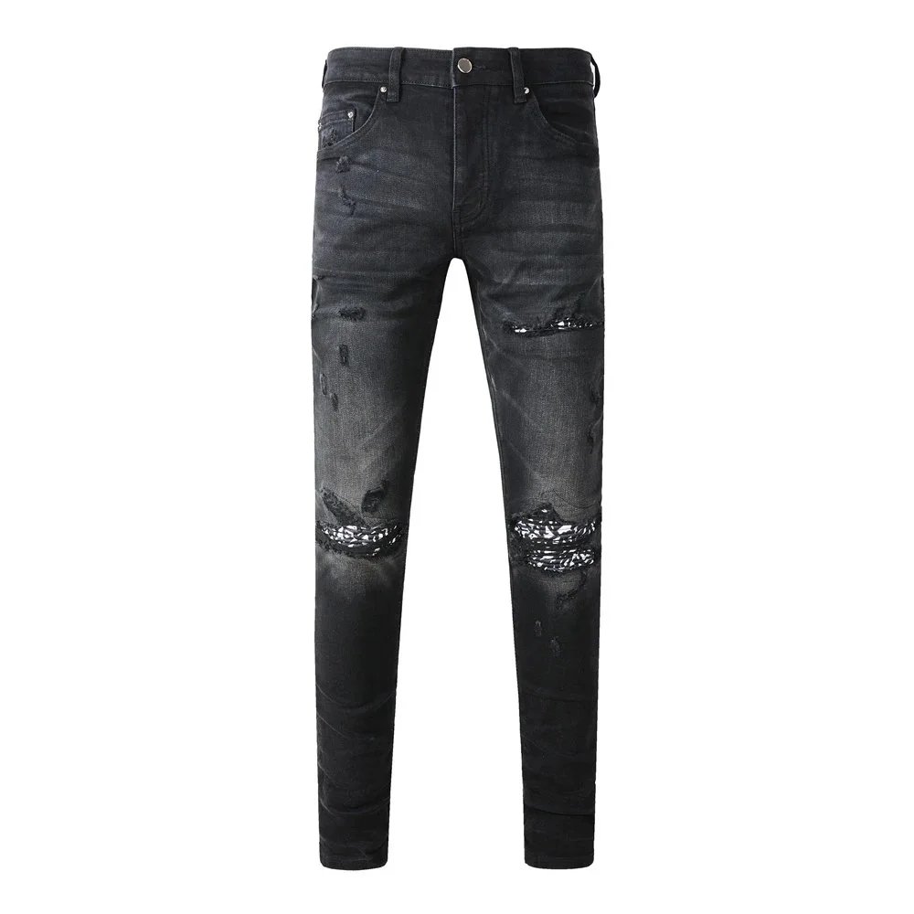 Gallery Dept. Distressed Denim Jeans with Turquoise Underlayer - 27