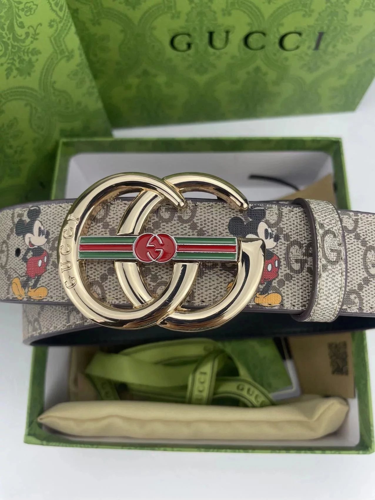 Gucci GG Marmont Snake Buckle Belt Gray Canvas with Gold Hardware - 6