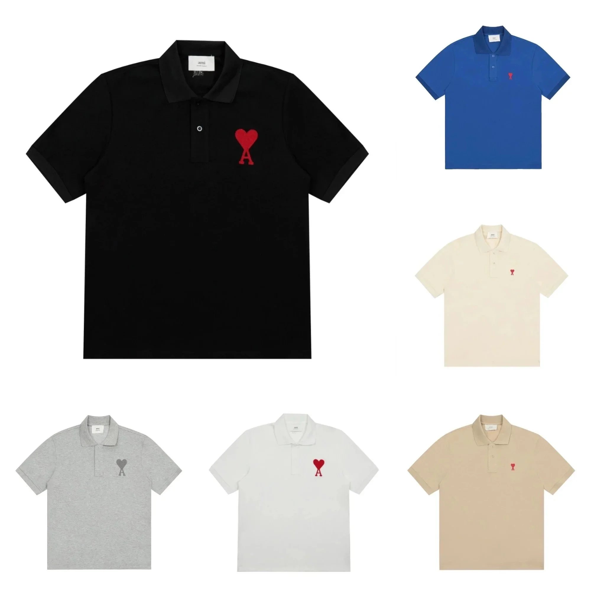 Ami Paris Heart Logo Polo Shir