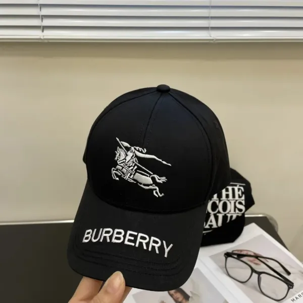 Burberry Logo Embroidery Baseball Cap Black - 5