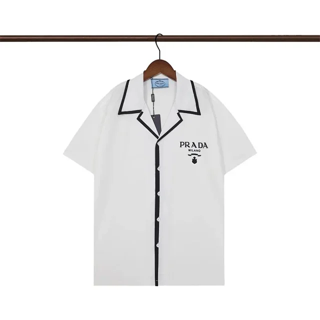 Prada Shirts Short-Sleeve Printed Camp-Collar Shirt product detail image 21