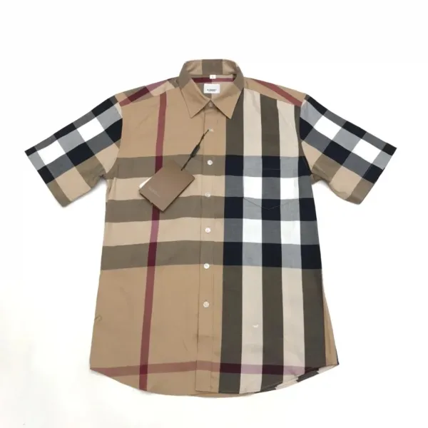 Burberry Check Print Short-Sleeve Shirt Orange Beige Black - 21