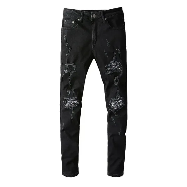 Amiri Distressed Patchwork Black Jeans - 22