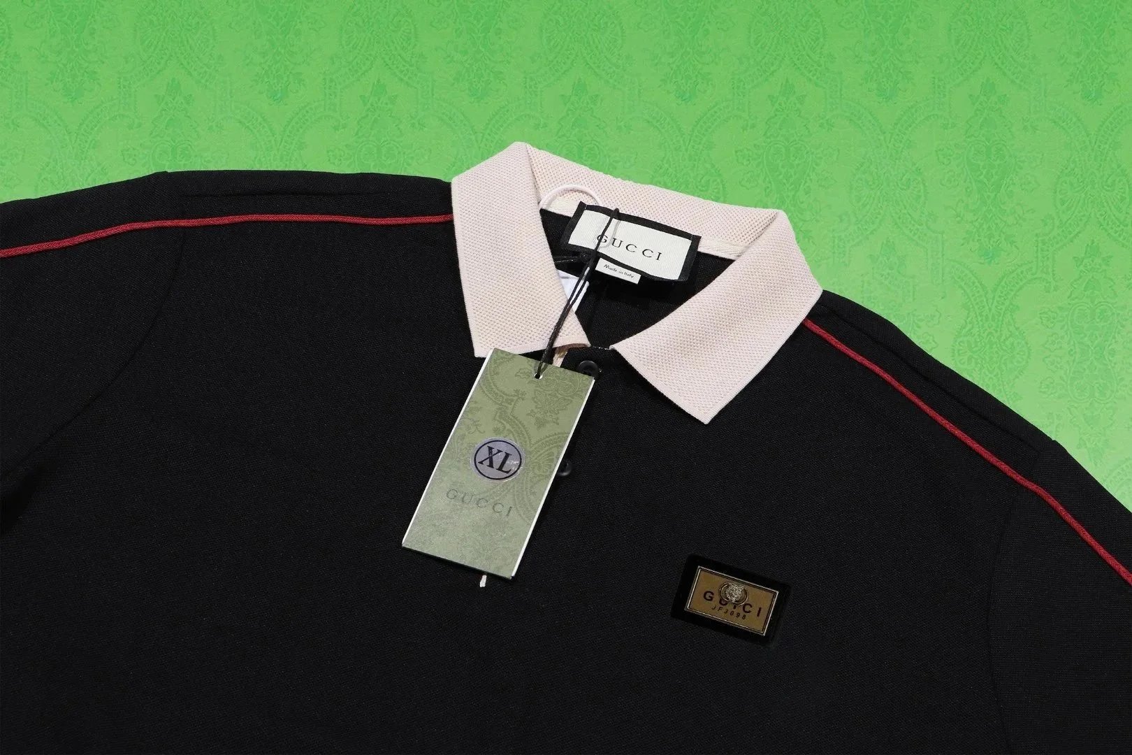 Gucci Embroidered Polo Navy with Red Trim Polo Shirt - 6