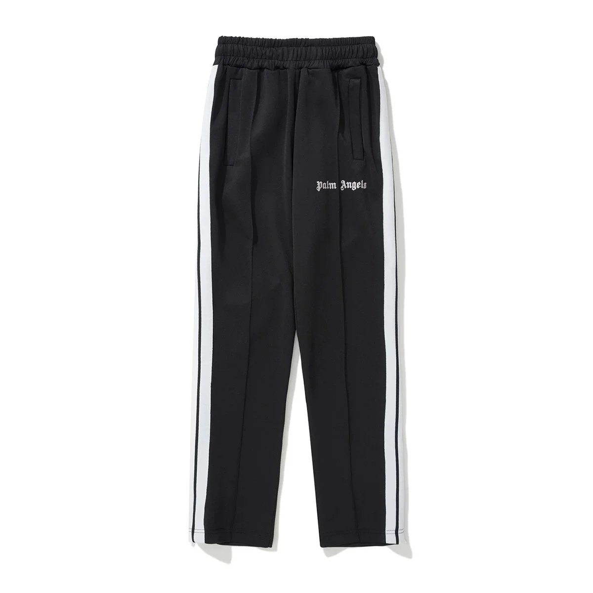 Palm Angels Track Pants Black with White Side Stripes and Gold Embroidery - 20